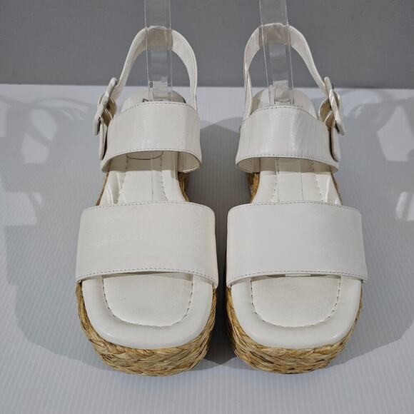 NEW Marc Fisher LTD Patryce Sandal Womens 9 Ivory Leather Espadrille Platform - Picture 4 of 13